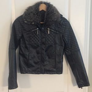 SALE❗️Kids jacket, faux leather & faux collar.